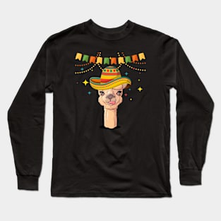 Cinco de mayo llama Como se llama let's fiesta funny llama Long Sleeve T-Shirt